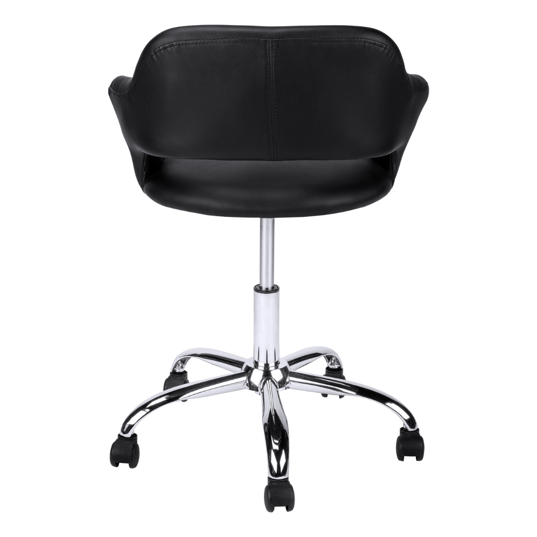Veluxo – Fauteuil de bureau à dossier bas aspect cuir – Noir et chrome