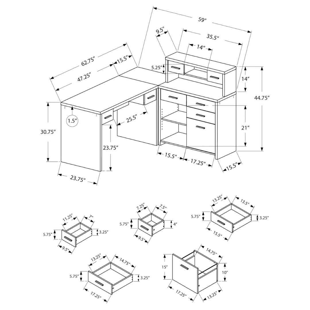 Hutchera – L-Shape Corner Desk with Hutch – Dark Taupe