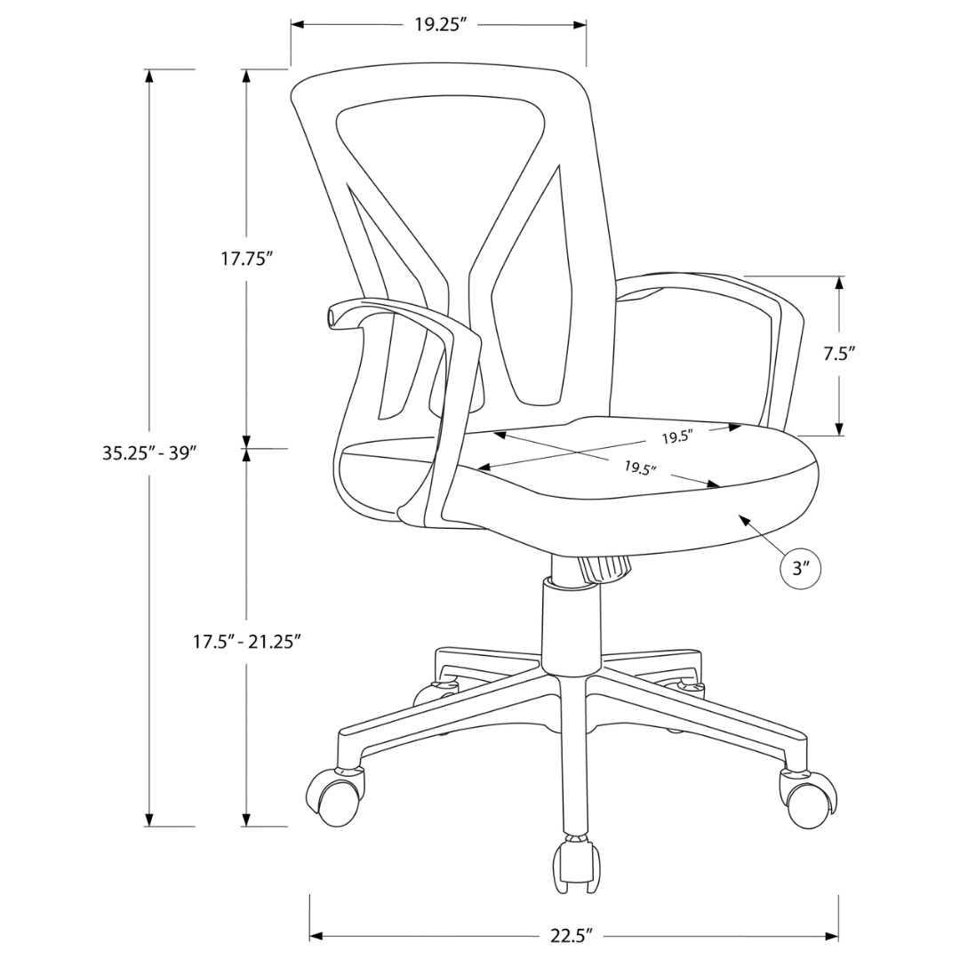 Aerolite S2 – Chaise de bureau mi-haute en maille – Noire