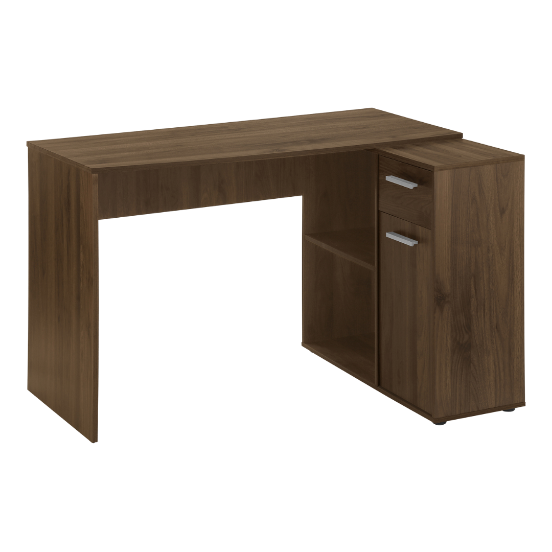Sarvio – L-Shape Computer Desk – Walnut