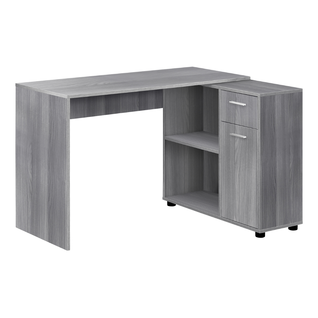 Sarvio – L-Shape Computer Desk – Grey