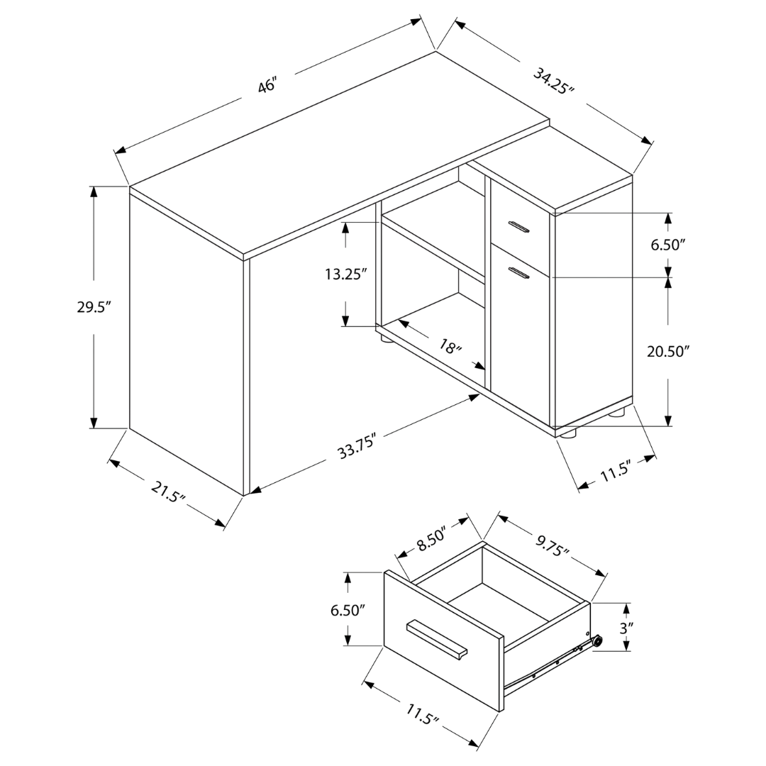 Bureau d'ordinateur en L Sarvio – Gris