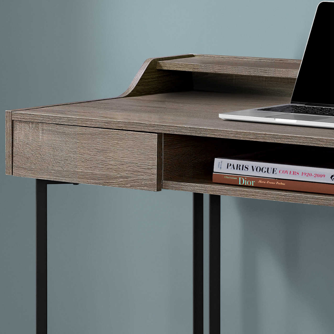 Cubvera – Writing Desk – Dark Taupe / Black Metal
