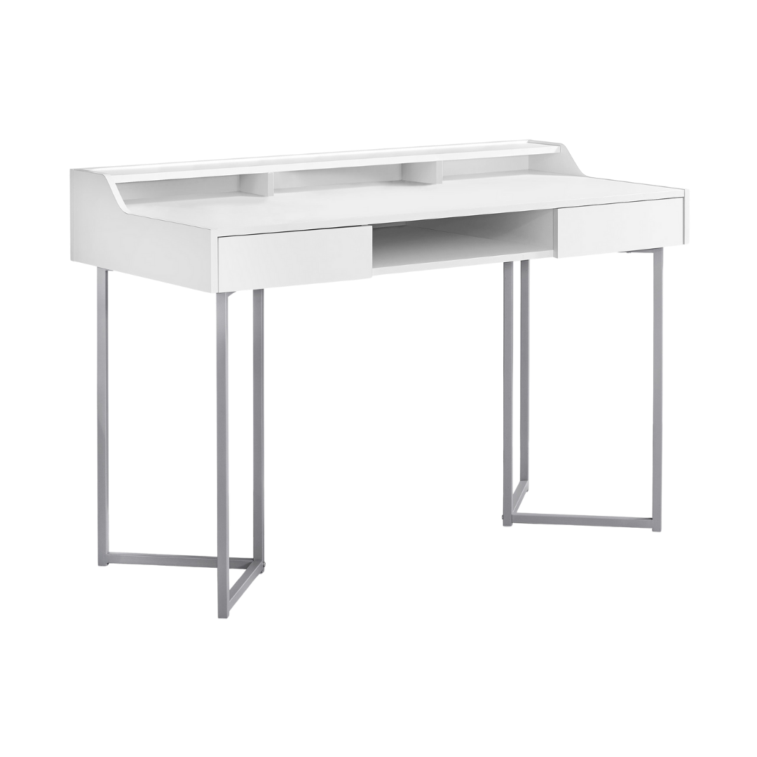 Cubvera – Writing Desk – White / Silver Metal