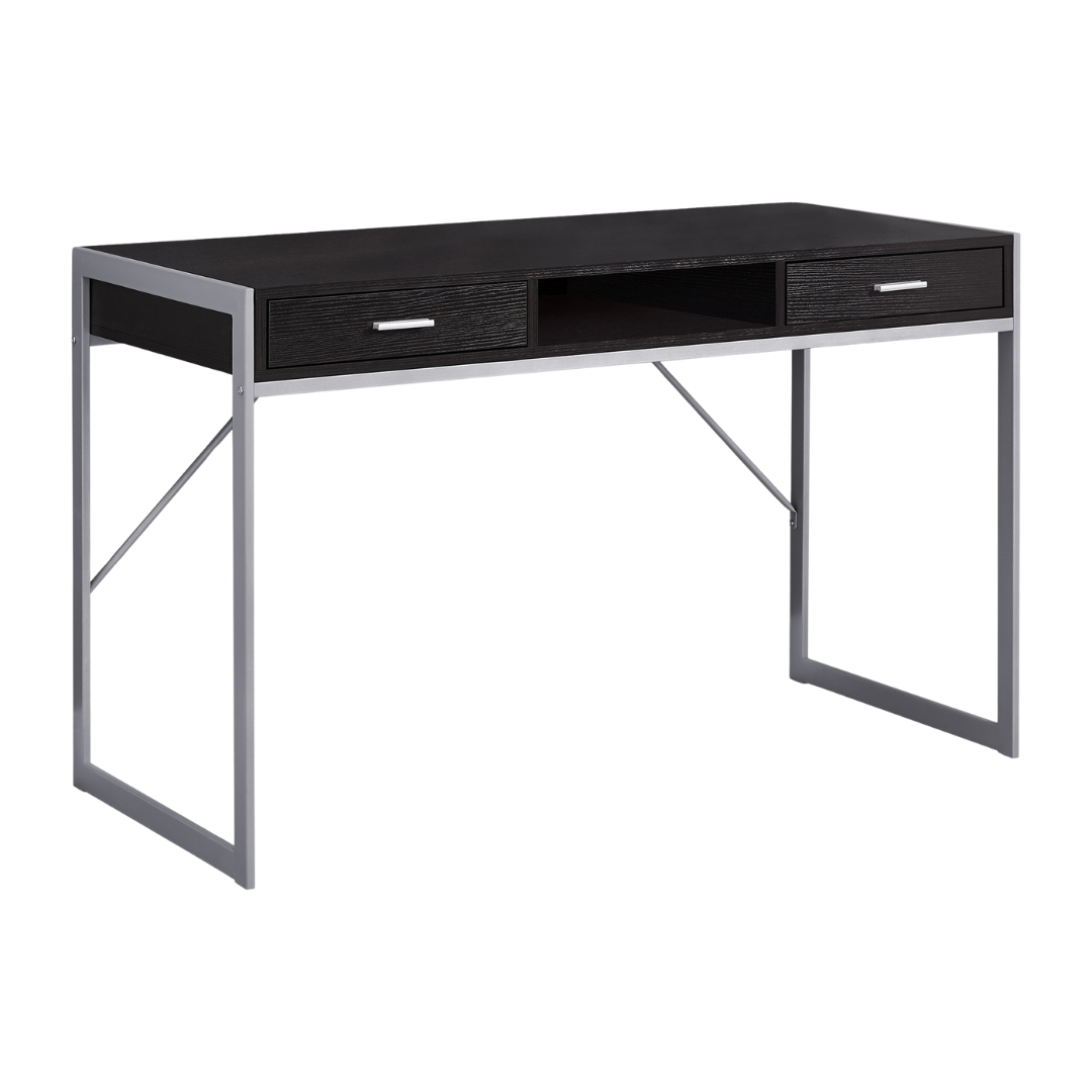 Framevo – Writing Desk – Espresso / Silver Metal