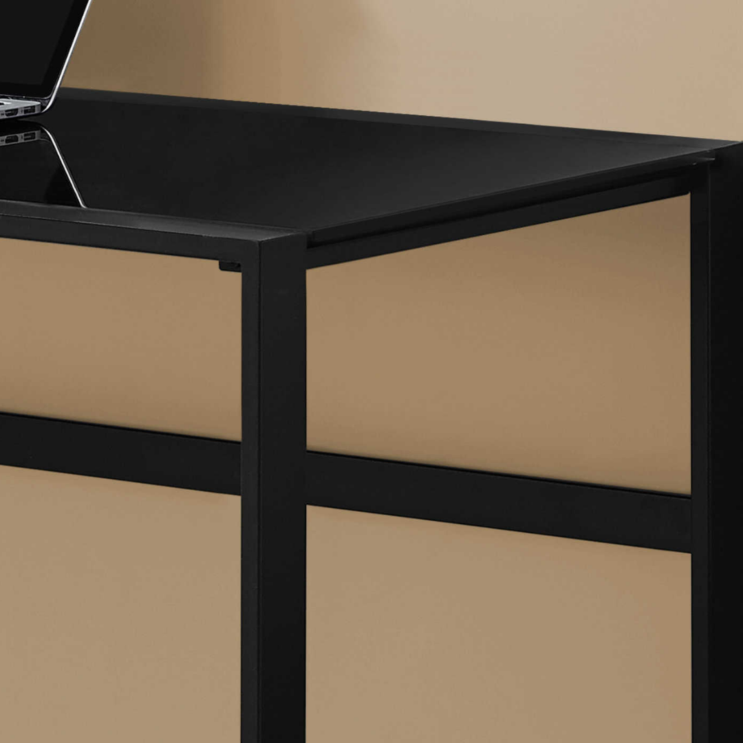 Bureau Glazora – Verre noir / Métal noir