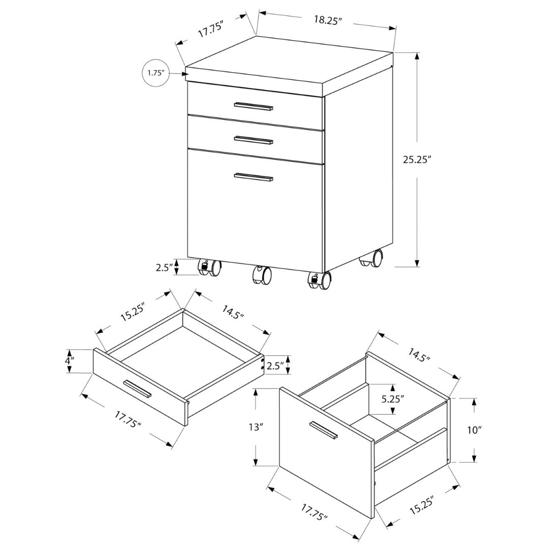 Rustelo – 3-Drawer Filing Cabinet – Brown Reclaimed Wood