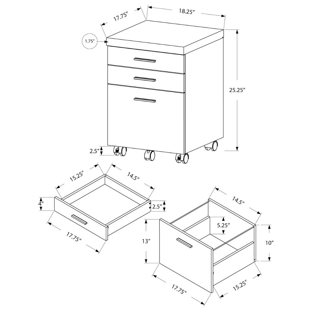 Rustelo – 3-Drawer Filing Cabinet – Grey Reclaimed Wood