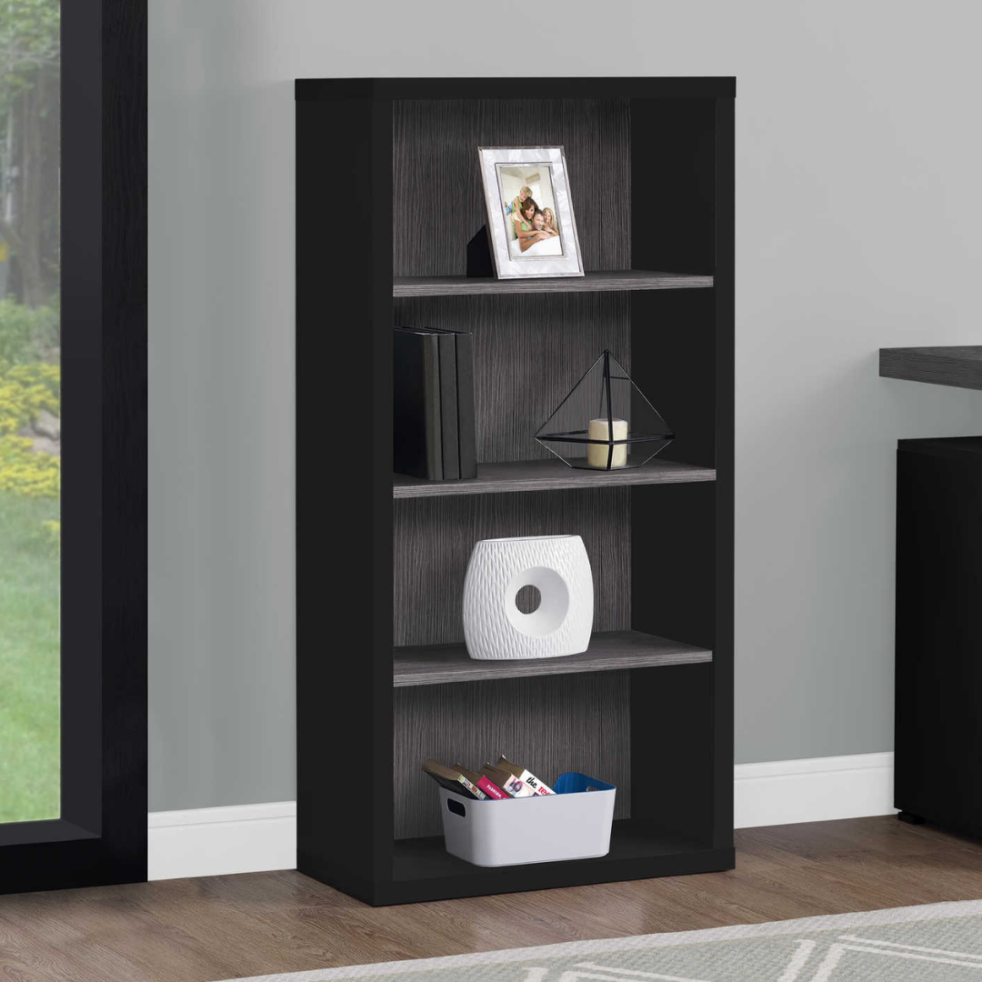 Bibliothèque Arkivia – 122 cm (48 po) de hauteur – Noir et gris