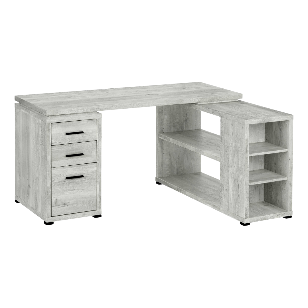 Cornerix – Bureau d'ordinateur en forme de L – Bois recyclé gris