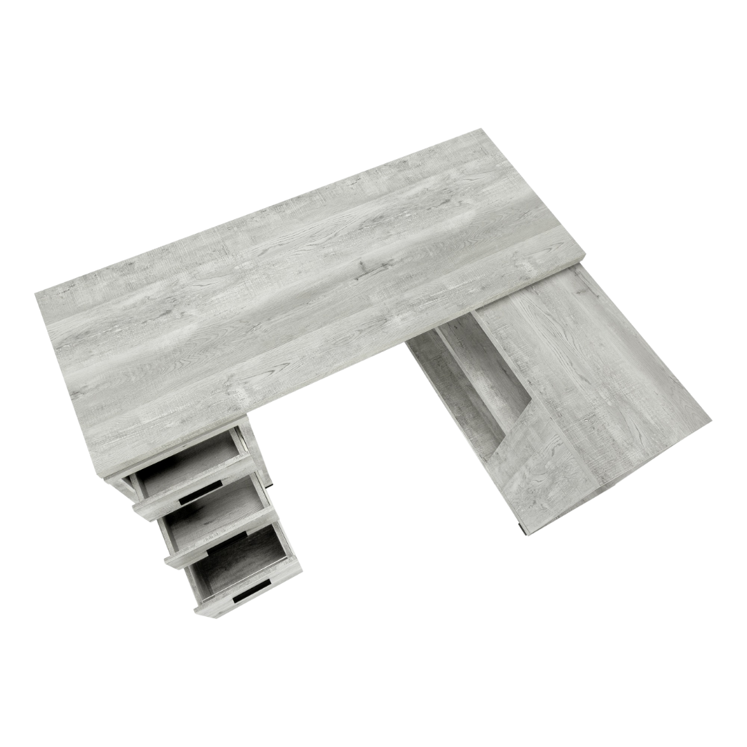 Cornerix – Bureau d'ordinateur en forme de L – Bois recyclé gris