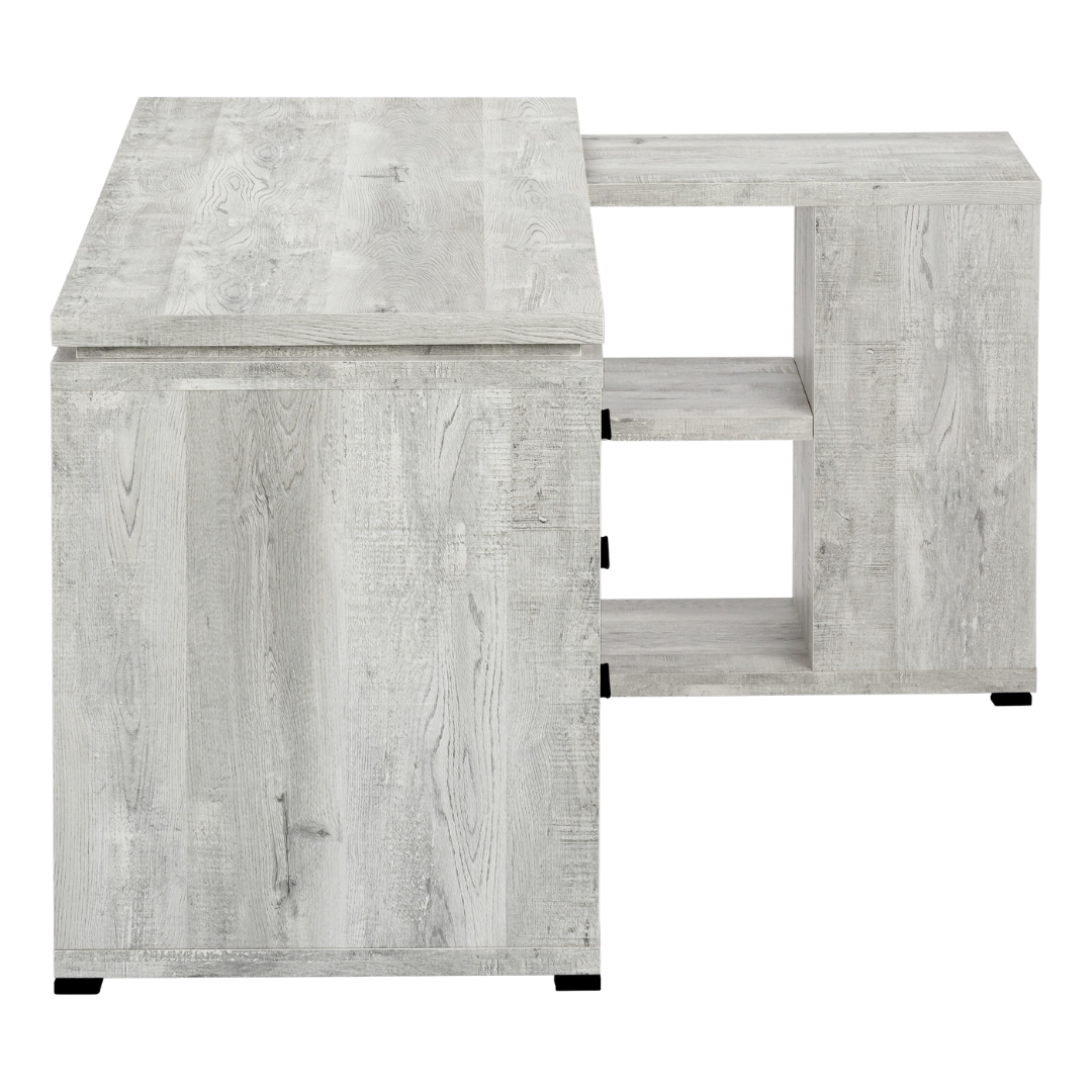 Cornerix – Bureau d'ordinateur en forme de L – Bois recyclé gris