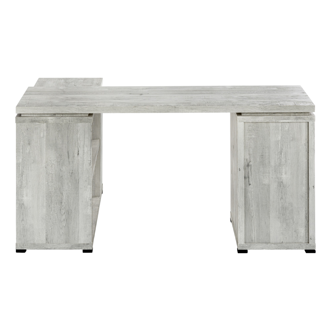 Cornerix – Bureau d'ordinateur en forme de L – Bois recyclé gris