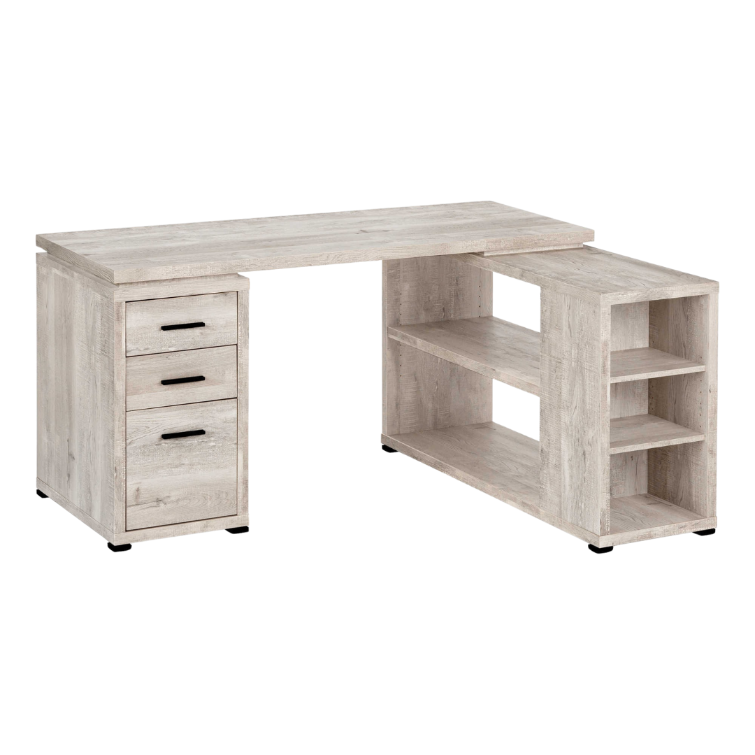 Cornerix – Bureau d'ordinateur en forme de L – Bois recyclé taupe