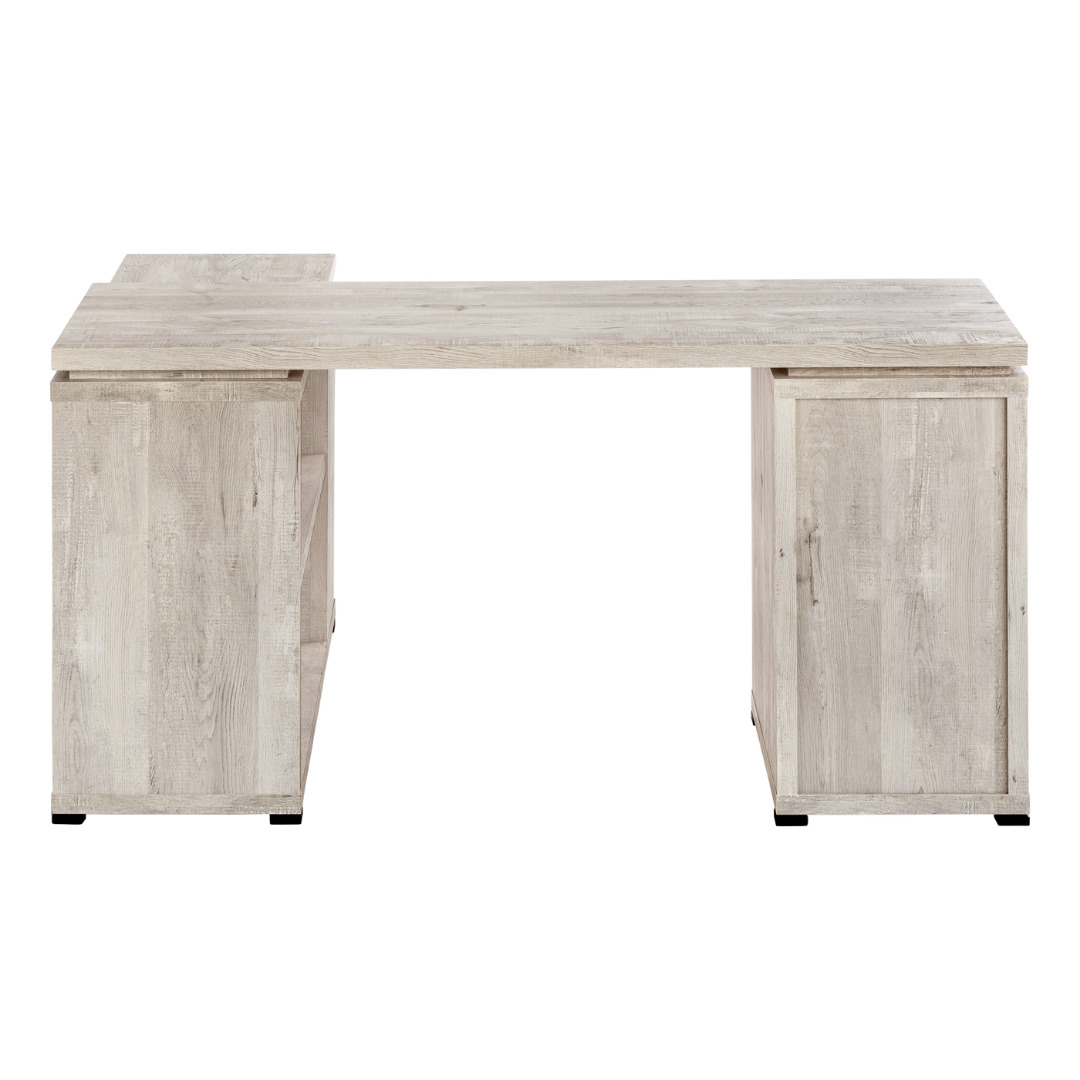 Cornerix – Bureau d'ordinateur en forme de L – Bois recyclé taupe