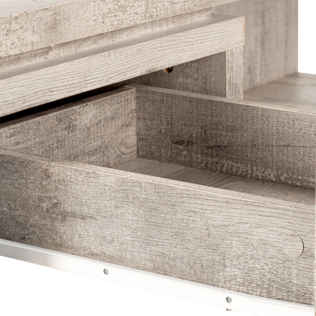 Cornerix – Bureau d'ordinateur en forme de L – Bois recyclé taupe