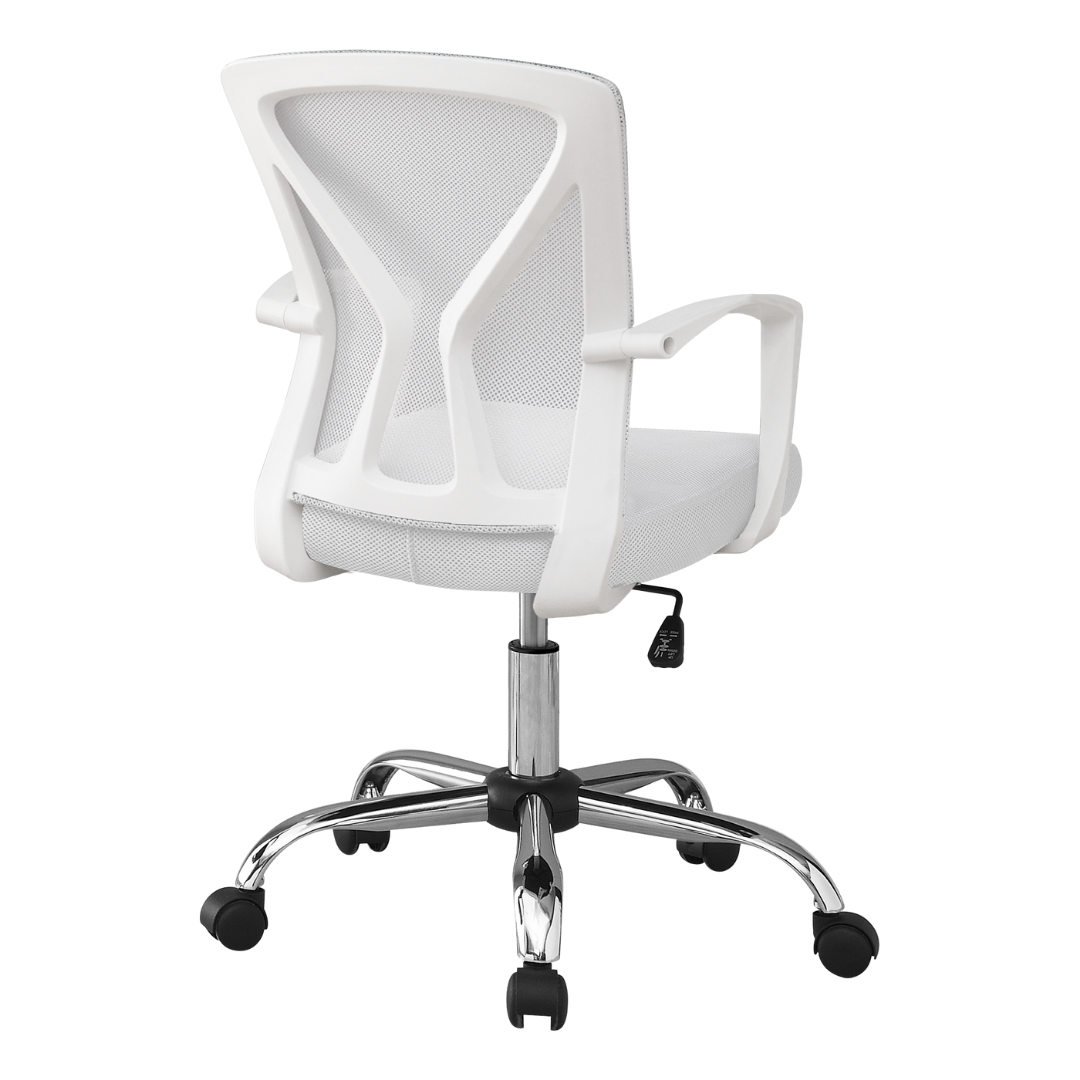 Aerovista – Chaise de bureau mi-haute en maille – Blanc et chrome