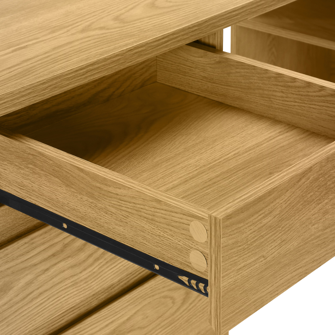 Oakvion – L-Shape Computer Desk – Light Oak