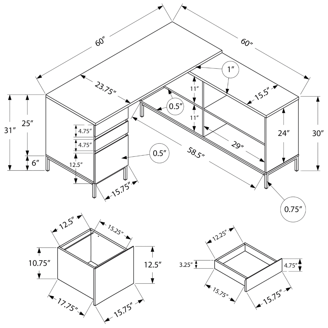 Bureau d'ordinateur en L Oakvion – Chêne noir
