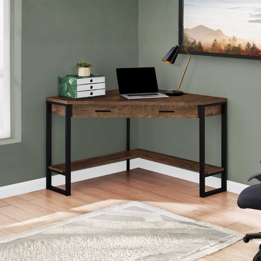 Cornera – Bureau d'angle – Bois de récupération brun