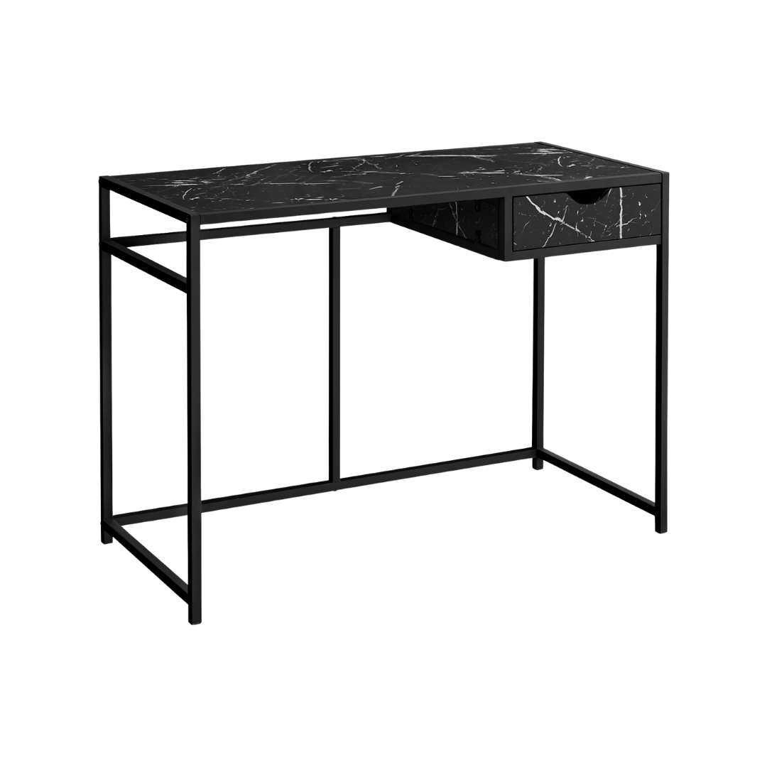 Slimvora – Writing Desk – Black Marble-Look / Black Metal