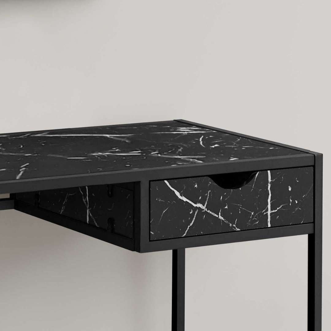 Slimvora – Writing Desk – Black Marble-Look / Black Metal