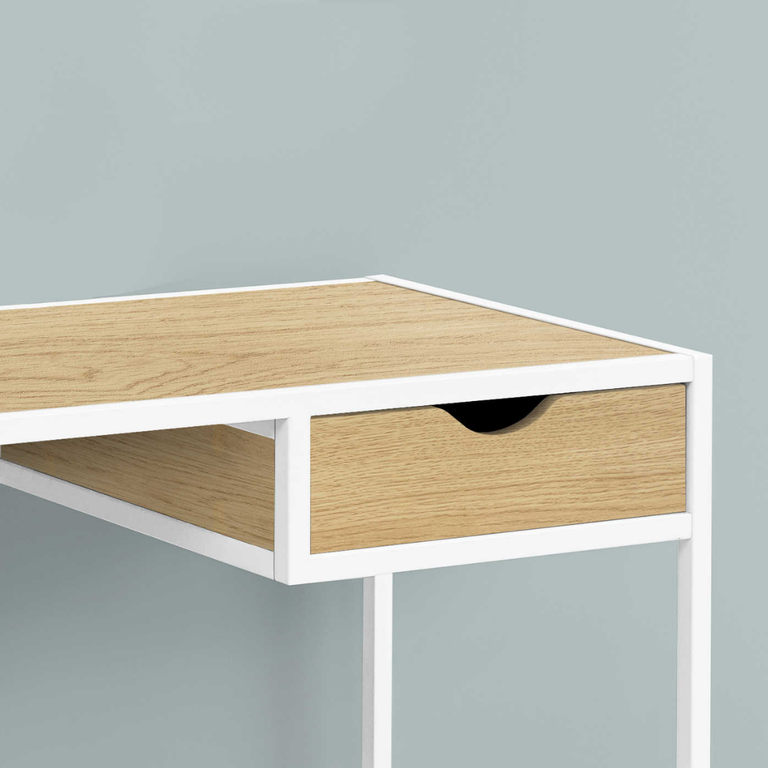 Slimvora – Writing Desk – Natural / White Metal