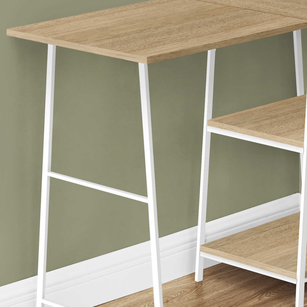 Sawtier – Bureau d'angle en L – Métal naturel/blanc