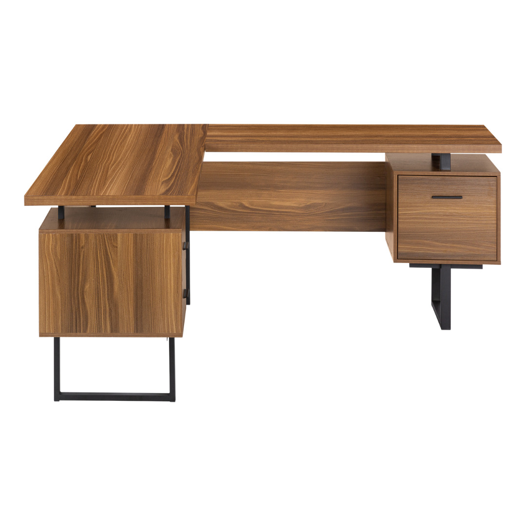 Arcavista – Bureau en L – Noyer / Métal noir