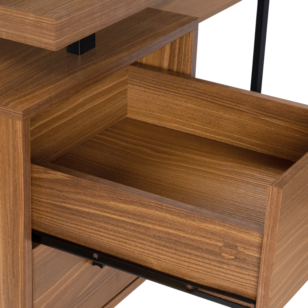 Arcavista – Bureau en L – Noyer / Métal noir