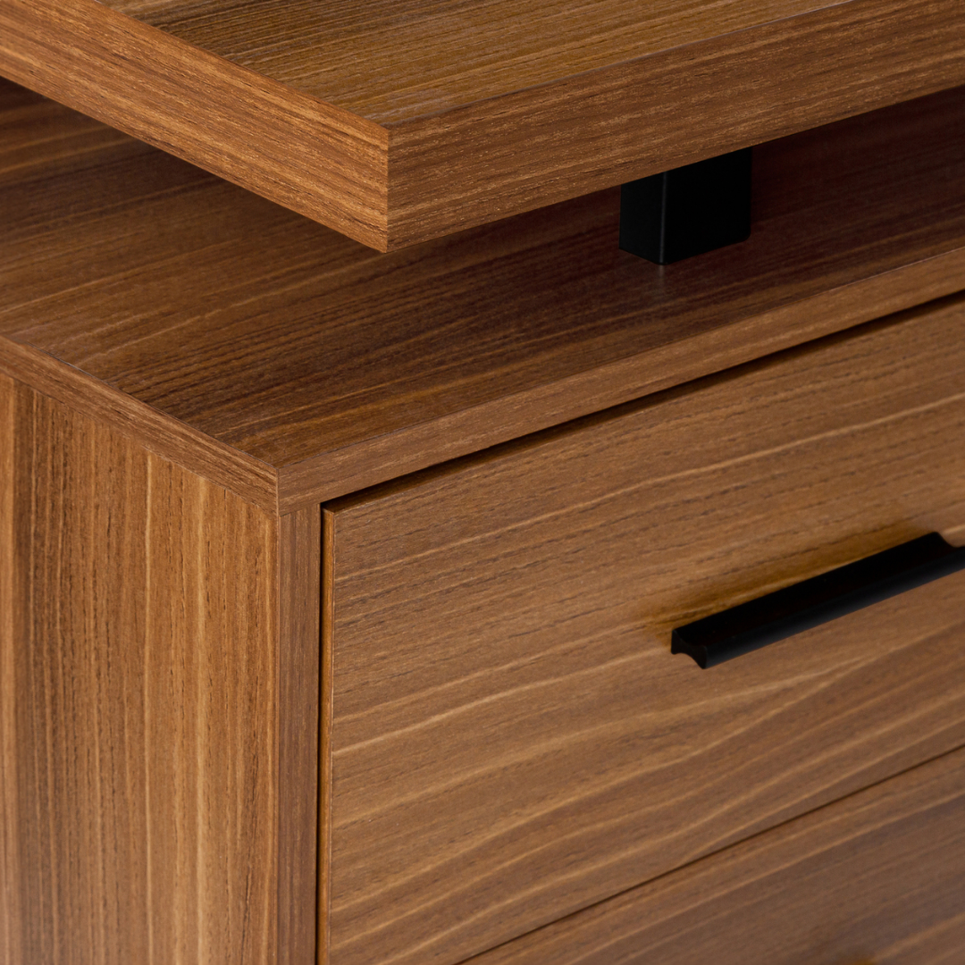 Arcavista – Bureau en L – Noyer / Métal noir