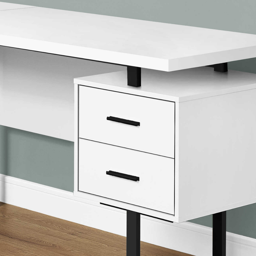 Arcavista – L-Shape Desk – White / Black Metal