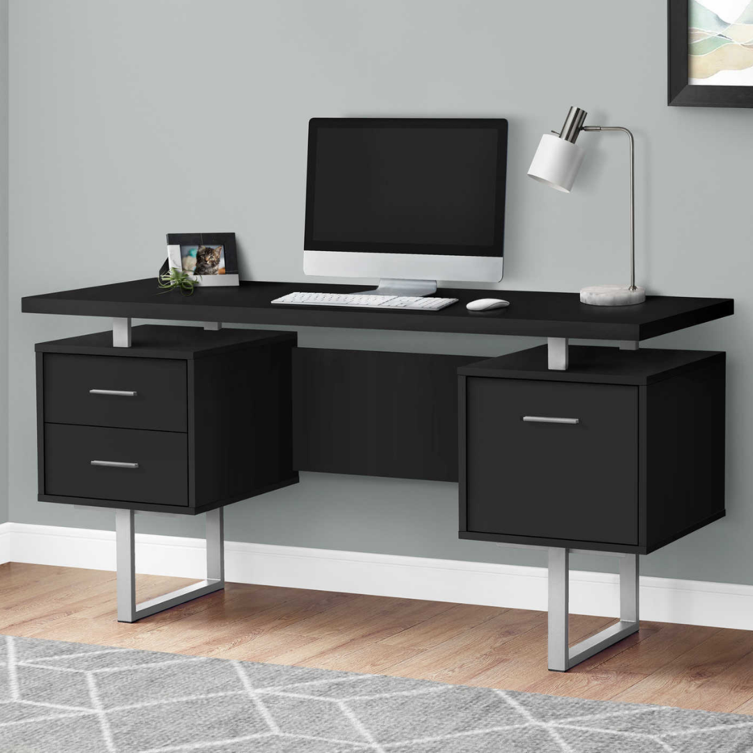 Floatrex – Computer Desk – Black / Silver Metal