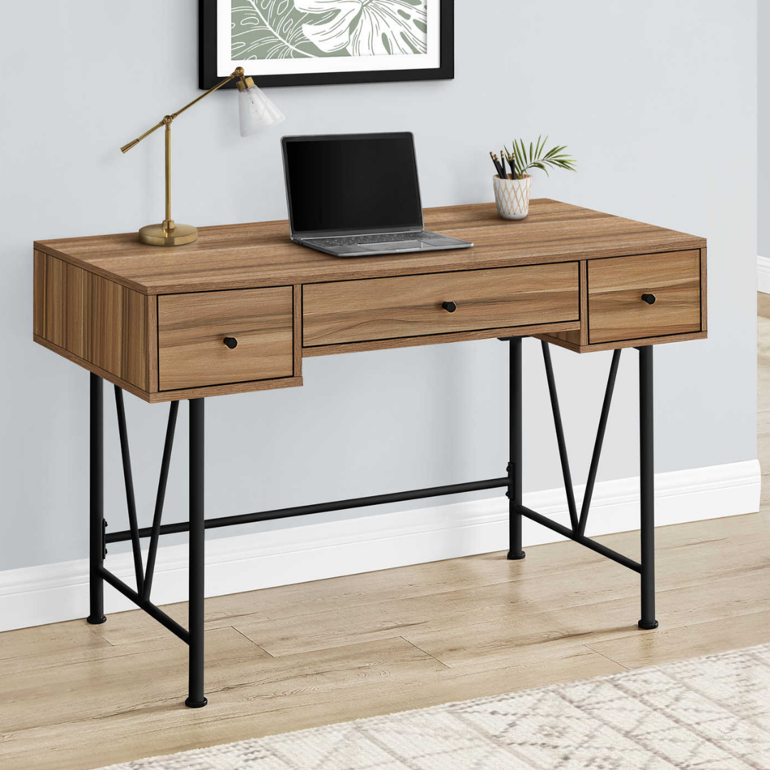 Vextura – Writing Desk – Light Reclaimed Wood / Black Metal