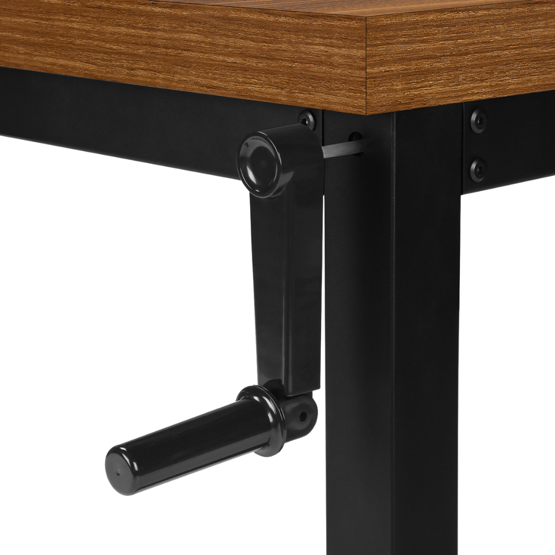 Liftora – Adjustable-Height Desk – Walnut / Black Metal