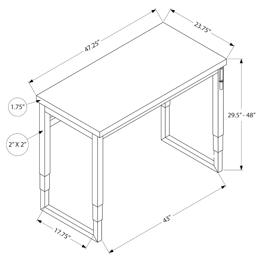 Liftora – Adjustable-Height Desk – White / Silver Metal