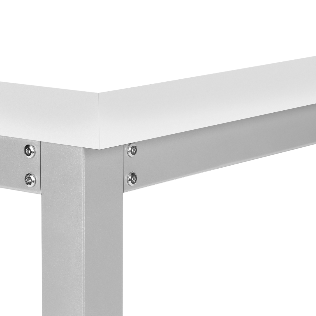 Liftora – Adjustable-Height Desk – White / Silver Metal