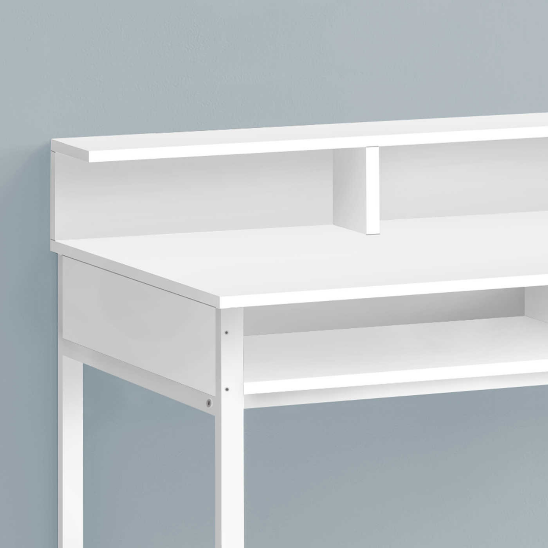 Staltura – Standing Height Desk – White / White Metal