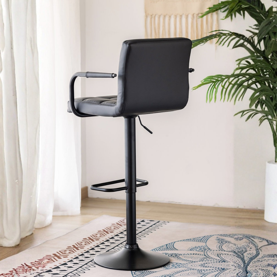 Cadrion – Set of 2 – Adjustable Bar Stools with Armrests – Black