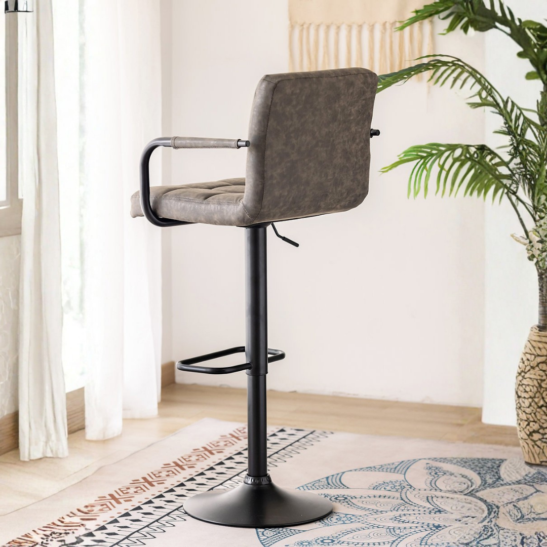 Cadrion – Set of 2 – Adjustable Bar Stools with Armrests – Grey