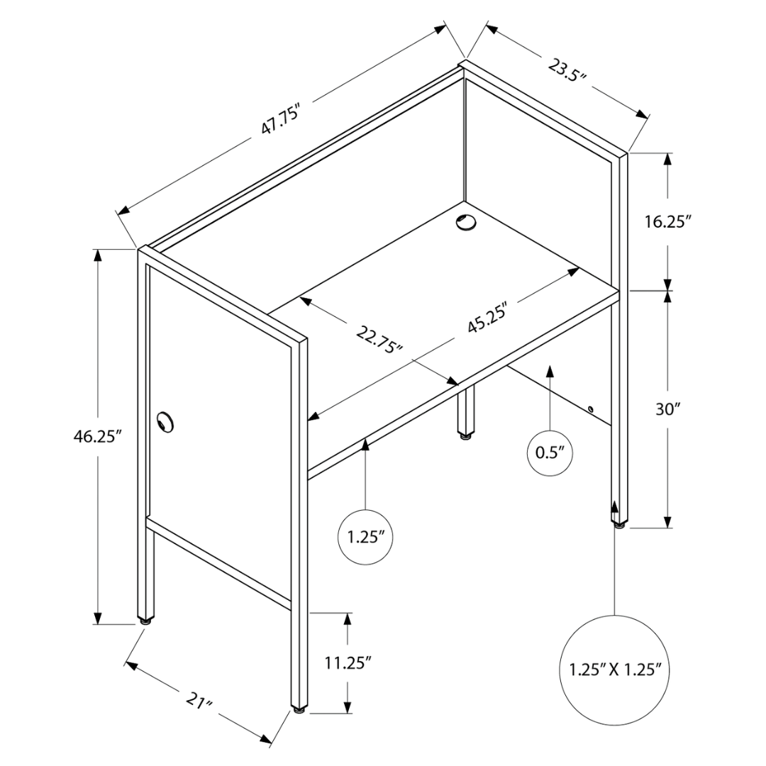 OFFICE CUBICLE - 48"L WHITE/ SILVER COMMERCIAL GRADE DESK # I 7729