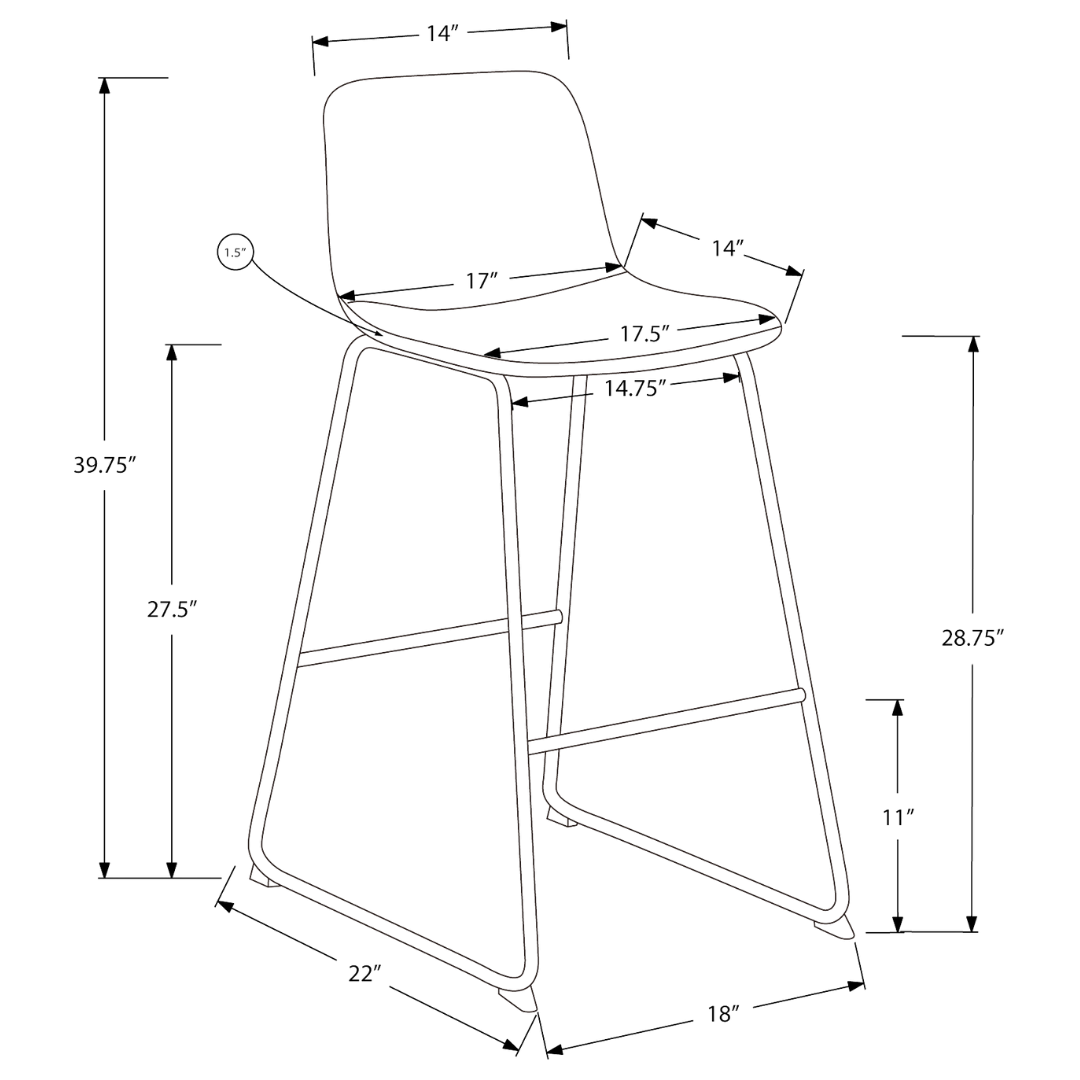 Varello – Lot de 2 – Tabourets de bar hauteur comptoir – Taupe / Structure noire