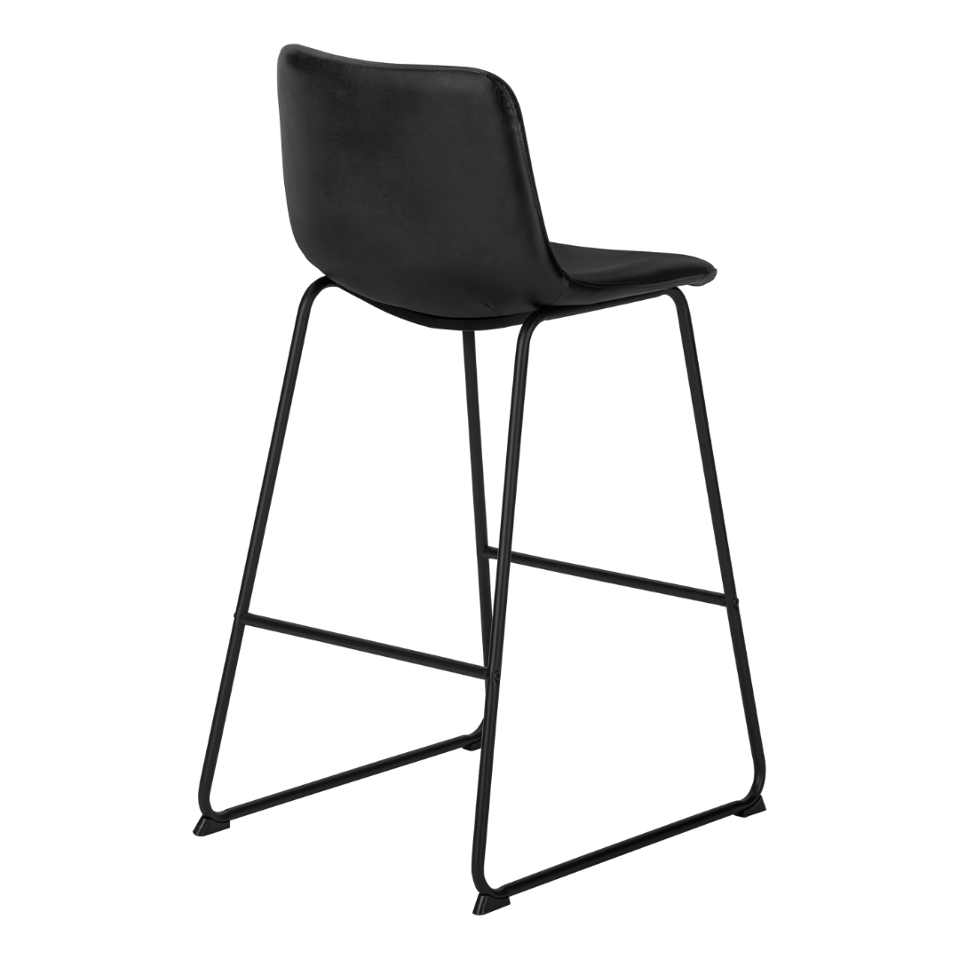Varello – Set of 2 – Counter Height Bar Stools – Black / Black Frame