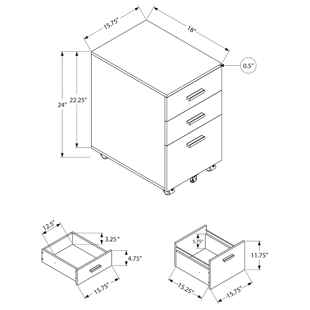 Noxeria – Classeur à 3 tiroirs – Blanc