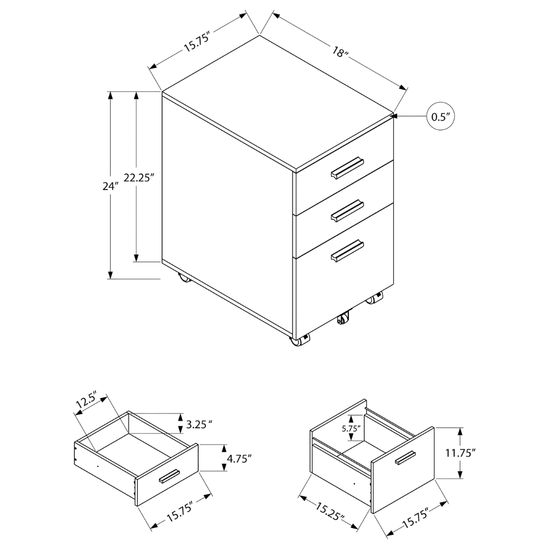 Noxeria – Classeur à 3 tiroirs – Noir