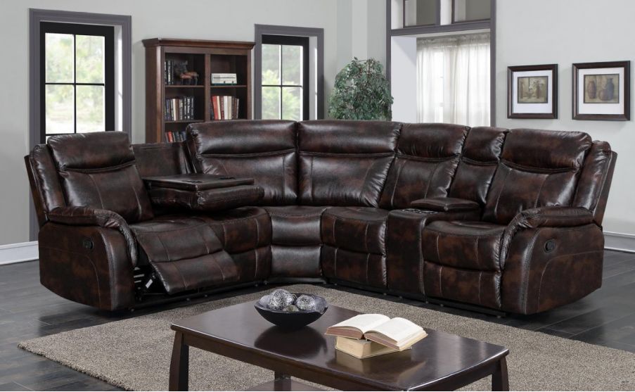 Mackenzie - Corner Manual Recliner Sectional With Drop Down Cupholders