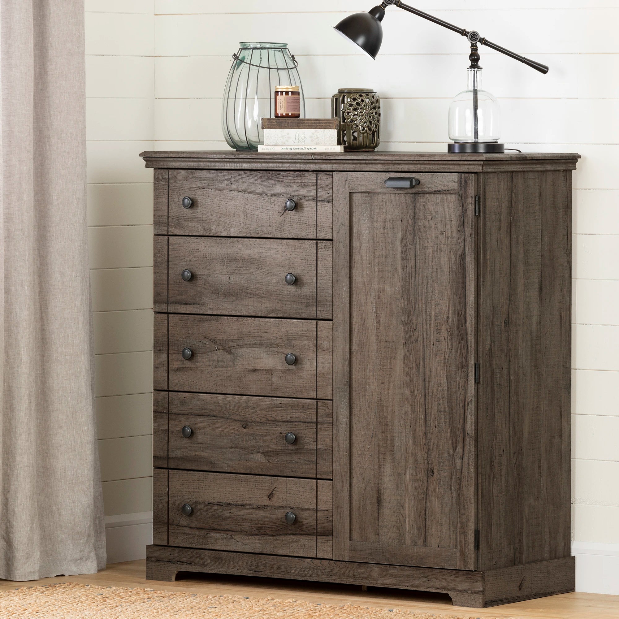 Door Chest with 5 Drawers - Avilla