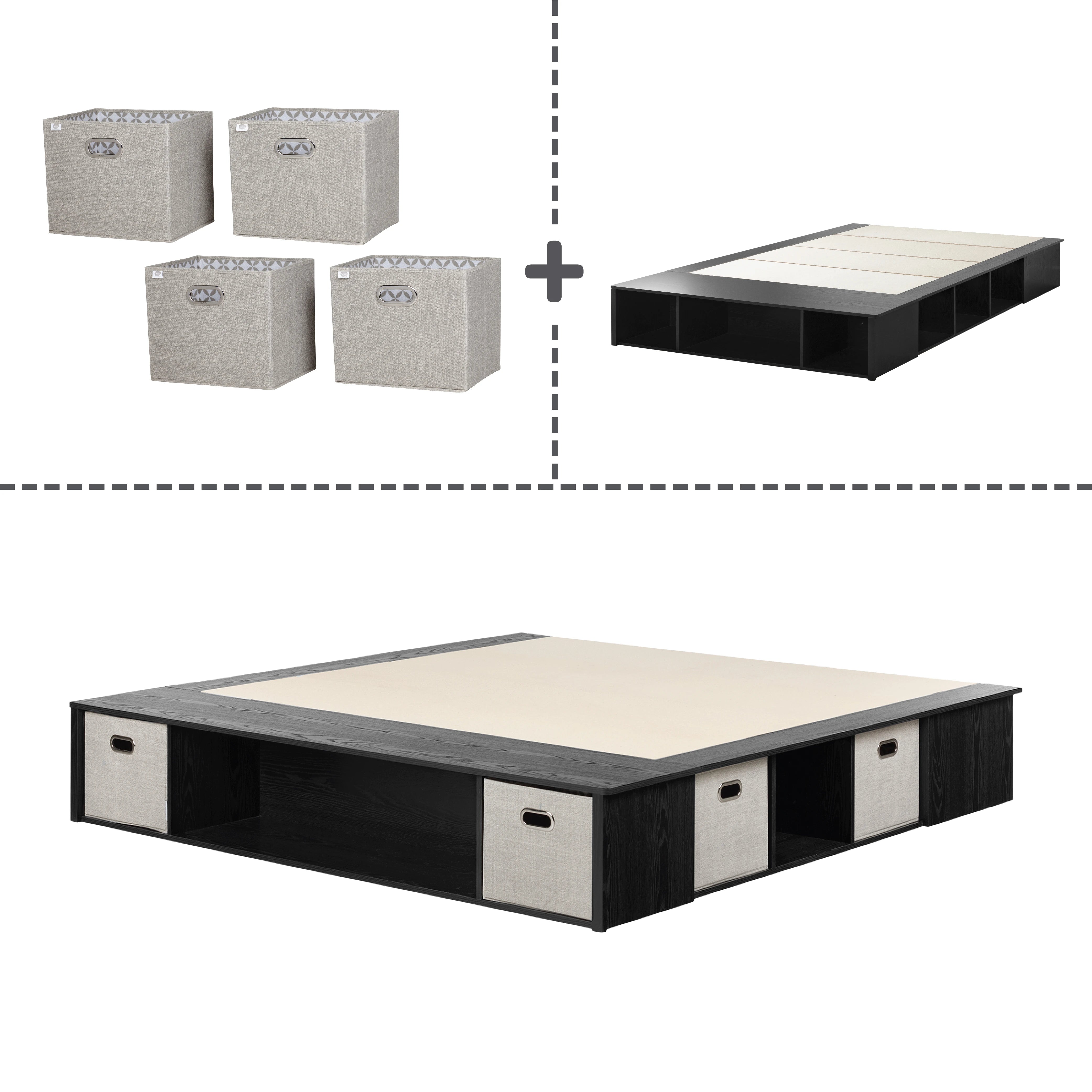 Storage Platform Bed with Baskets - Flexible