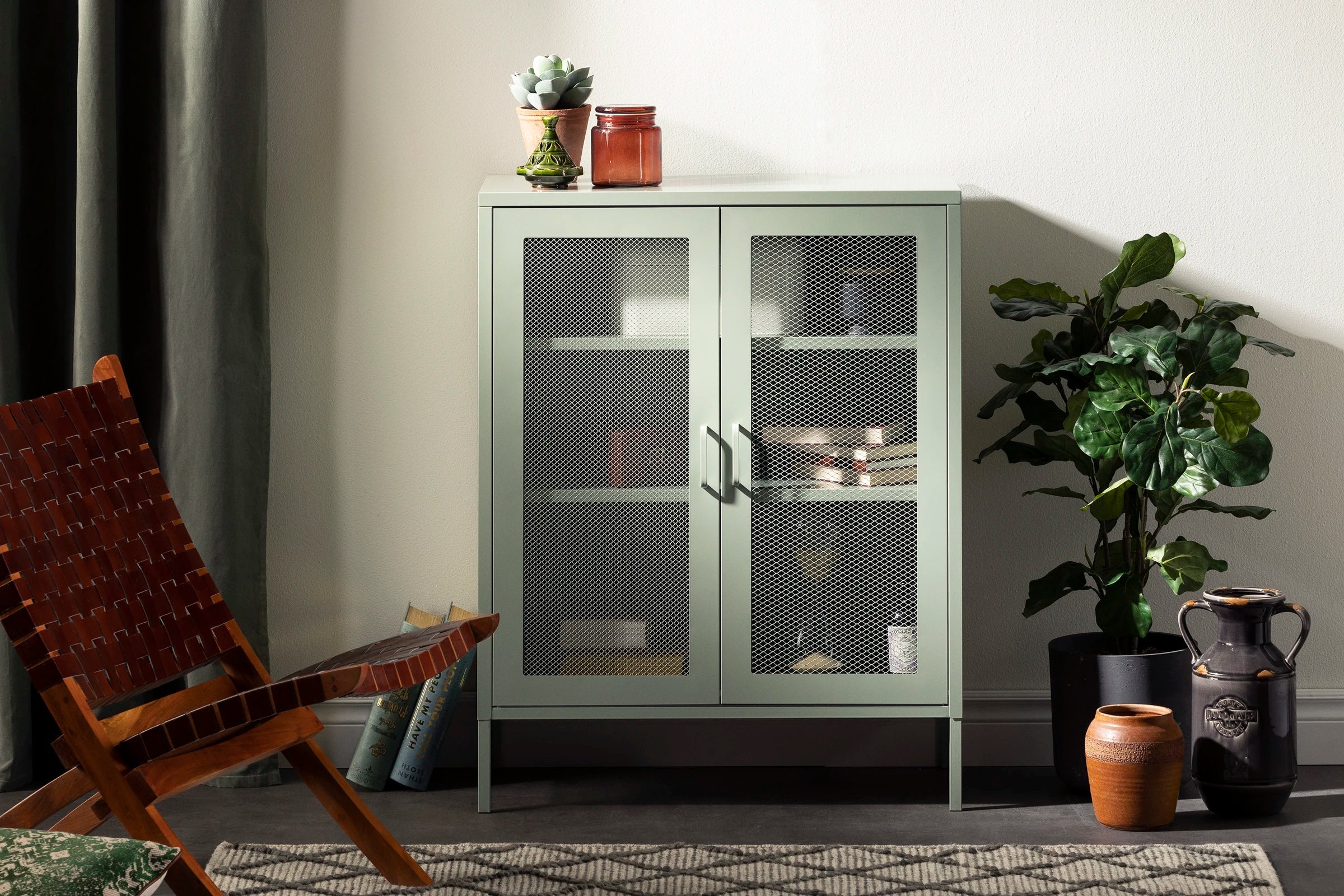 Metal Mesh 2-Door Accent Cabinet - Crea