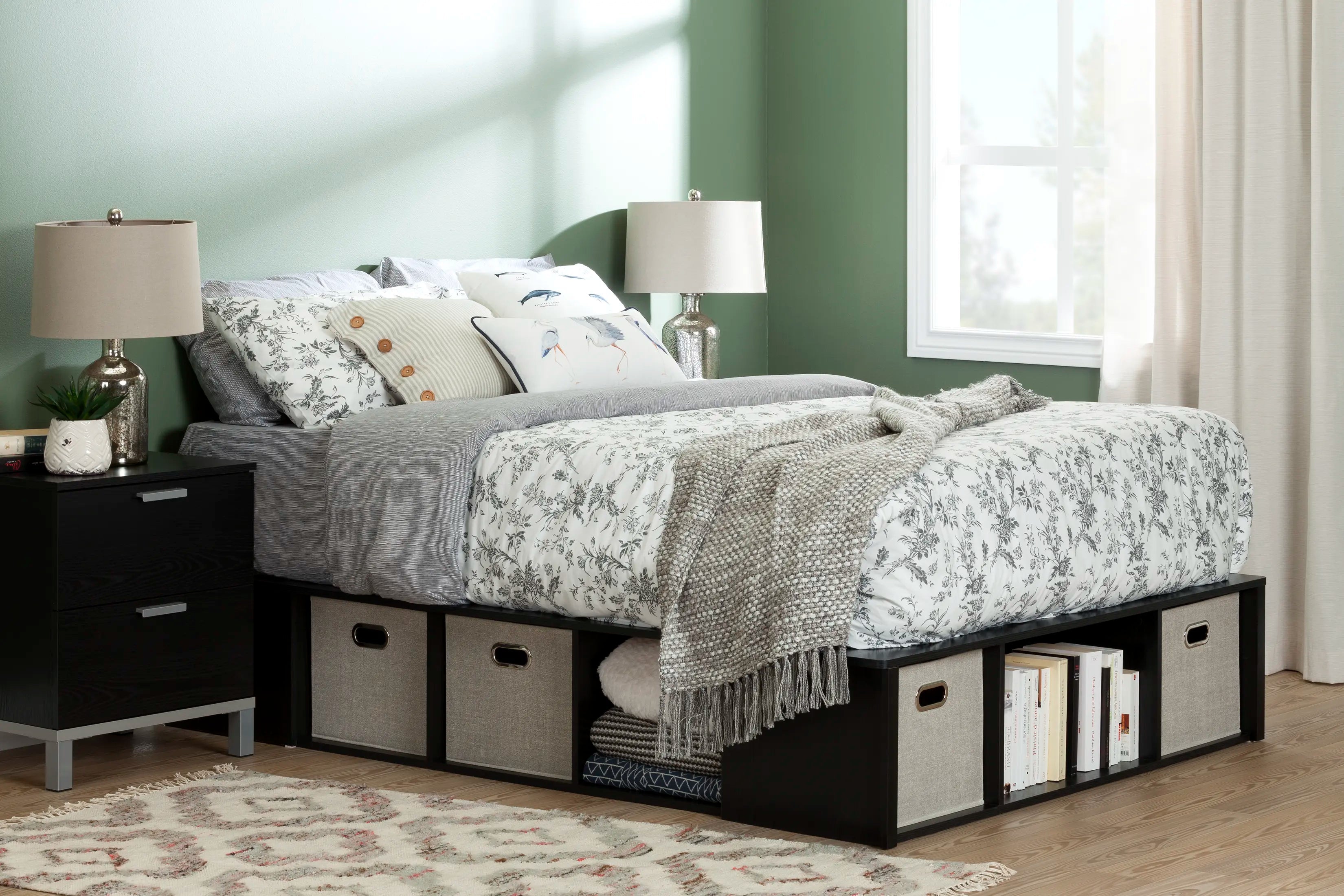 Storage Platform Bed with Baskets - Flexible